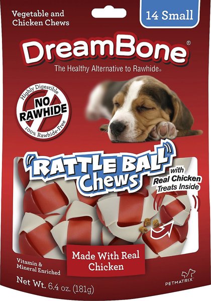 DreamBone Small Rattle Ball Chicken Chews Dog Treats, 28 count slide 1 of 5