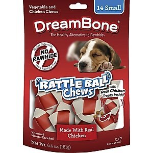 DreamBone Small Rattle Ball Chicken Chews Dog Treats, 42 count