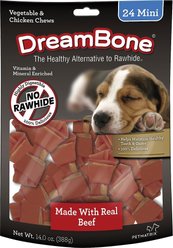 DreamBone Mini Beef Chew Bones Dog Treats, 48 count