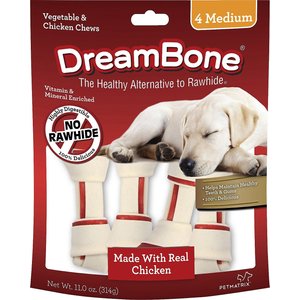 DreamBone Medium Chicken Chew Bones Dog Treats, 8 count
