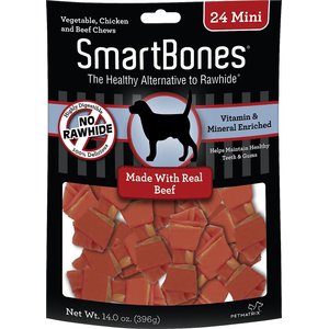 SmartBones Mini Beef Chew Bones Dog Treats, 48 count