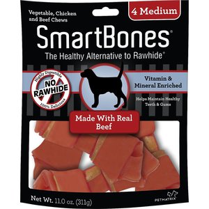 SmartBones Medium Beef Chew Bones Dog Treats, 12 count