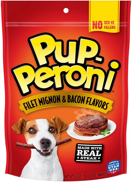 Pup-Peroni Filet Mignon & Bacon Flavors Dog Treats, 5.6-oz bag, bundle of 2 slide 1 of 3
