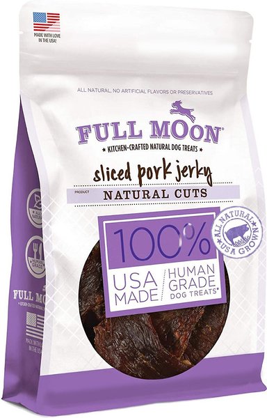 Full Moon Natural Cuts Sliced Pork Jerky Human-Grade Dog Treats, 10-oz bag, bundle of 2 slide 1 of 6