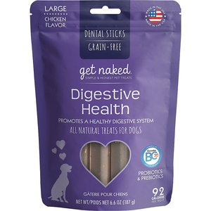 Get Naked Digestive Health Grain-Free Dental Stick Dog Treats, Large, 12 count