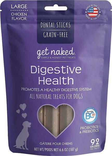 Get Naked Digestive Health Grain-Free Dental Stick Dog Treats, Large, 18 count slide 1 of 6