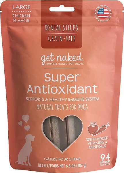 Get Naked Super Antioxidant Grain-Free Dental Stick Dog Treats, Large, 36 count slide 1 of 5