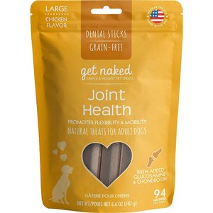 Get Naked Joint Health Grain-Free Dental Stick Dog Treats, Large, 12 count