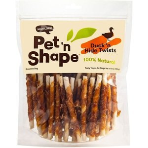 Pet 'n Shape All-Natural Duck Hide Twists Dog Treats, Small, 16-oz bag, bundle of 2