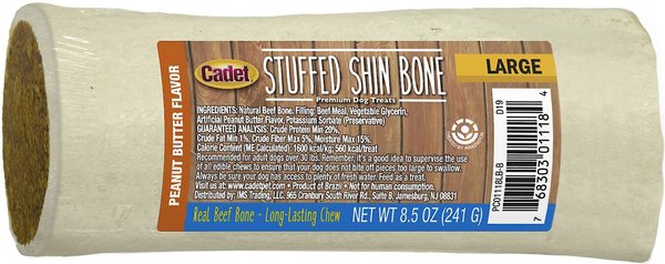 Cadet Stuffed Shin Bone Dog Treat, Peanut Butter, 5-in, bundle of 2 slide 1 of 9