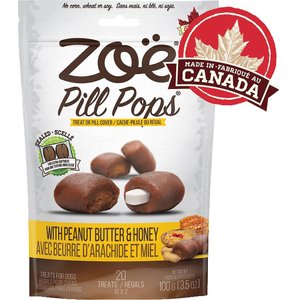 Zoe Pill Pops Peanut Butter with Honey Dog Treats, 3.5-oz bag, bundle of 2