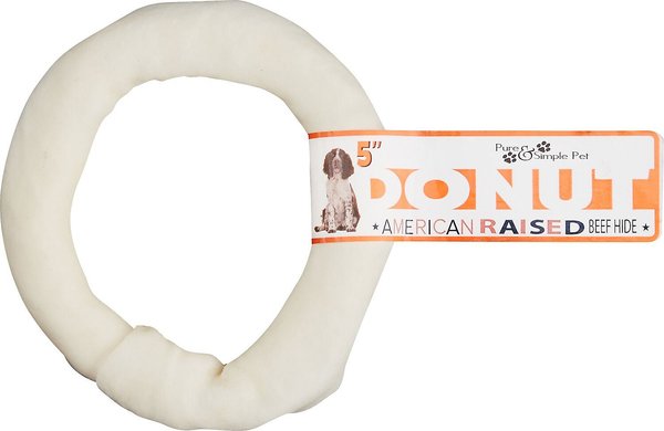 Pure & Simple Pet Rawhide Donut Dog Treat, 5-in, 2 count slide 1 of 5