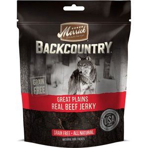 Merrick Backcountry Great Plains Real Beef Jerky Grain-Free Dog Treats, 4.5-oz bag, bundle of 2
