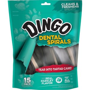 Dingo Dental Spirals Mint Flavor Dental Dog Treats, 30 count