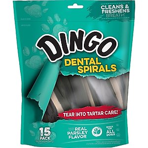 Dingo Dental Spirals Mint Flavor Dental Dog Treats, 90 count