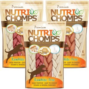 Nutri Chomps 6" Assorted Flavor Braid Dog Treats, 12 count