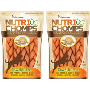 Nutri Chomps 6" Peanut Butter Flavor Braid Dog Treats, 8 count
