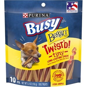 Busy Bone with Beggin' Twist'd! Long-Lasting Tiny Dog Treats, 20 count pouch