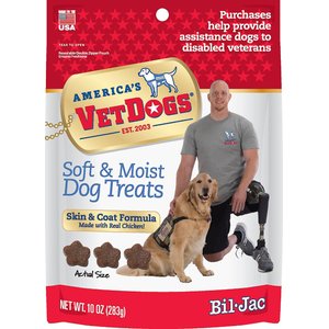 Bil-Jac America's VetDogs Skin & Coat Dog Treats, 10-oz bag, bundle of 2