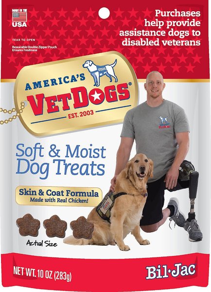 Bil-Jac America's VetDogs Skin & Coat Dog Treats, 10-oz bag, bundle of 3 slide 1 of 6