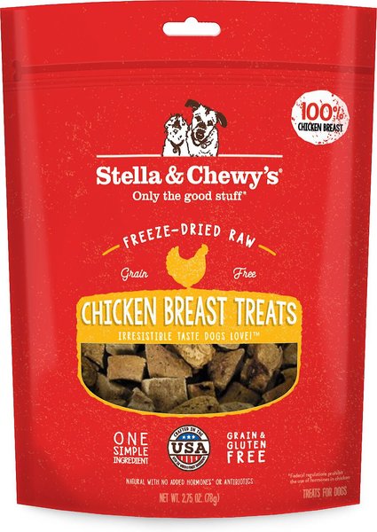 Stella & Chewy's Chicken Breast Freeze-Dried Raw Dog Treats, 2.75-oz bag, bundle of 2 slide 1 of 6