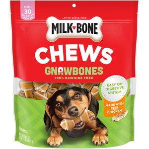 Milk-Bone Gnaw Bones Mini Chicken Flavored Bone Dog Treats, 60 count