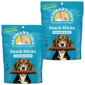Newman's Own Snack Sticks Chicken Recipe Grain-Free Dog Treats, 5-oz bag, bundle of 2