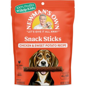 Newman's Own Snack Sticks Chicken & Sweet Potato Recipe Grain-Free Dog Treats, 5-oz bag, bundle of 2