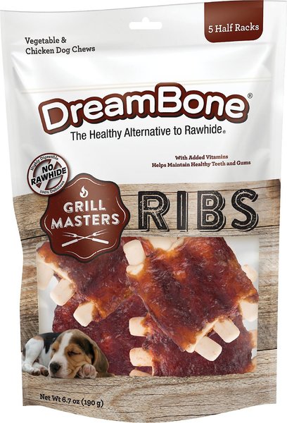 DreamBone Grill Masters Ribs Chews Dog Treats, 5 Half Racks, bundle of 2 slide 1 of 8