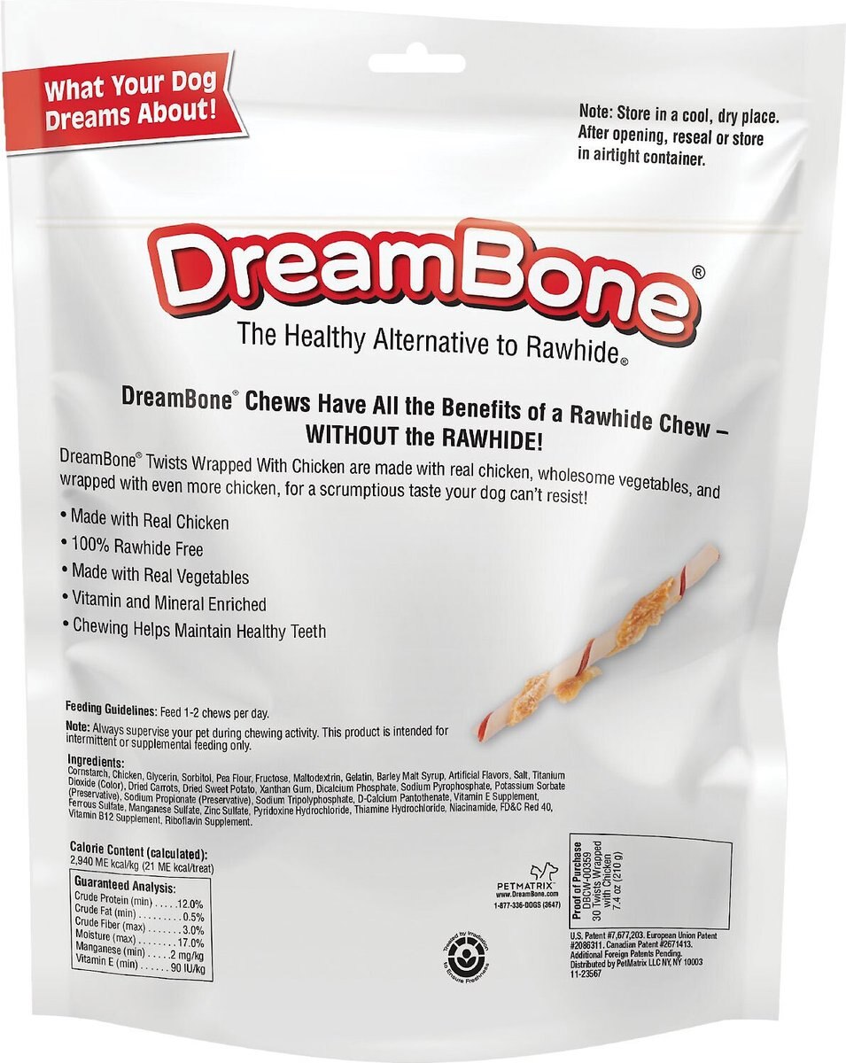 DREAMBONE Twists Chicken Chews Dog Treats, 60 count