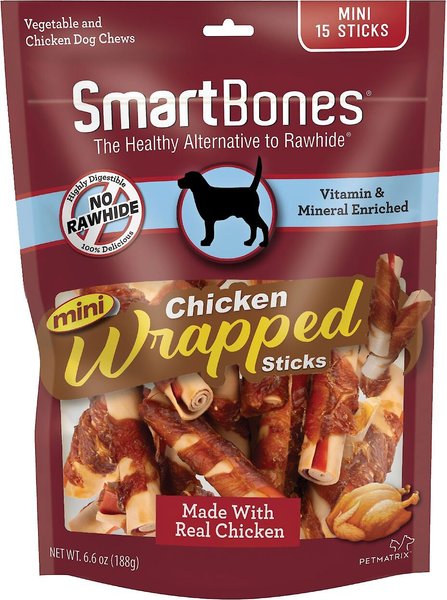 SmartBones Mini Chicken Wrapped Sticks Chicken Flavor Dog Treats, 30 count slide 1 of 5