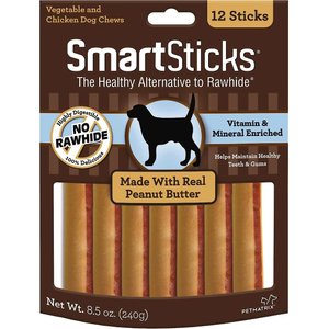 SmartBones SmartSticks Peanut Butter Dog Treats, 36 count