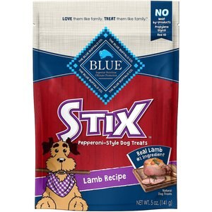 Blue Buffalo Blue Stix Lamb Recipe Pepperoni-Style Dog Treats, 5-oz bag, bundle of 3