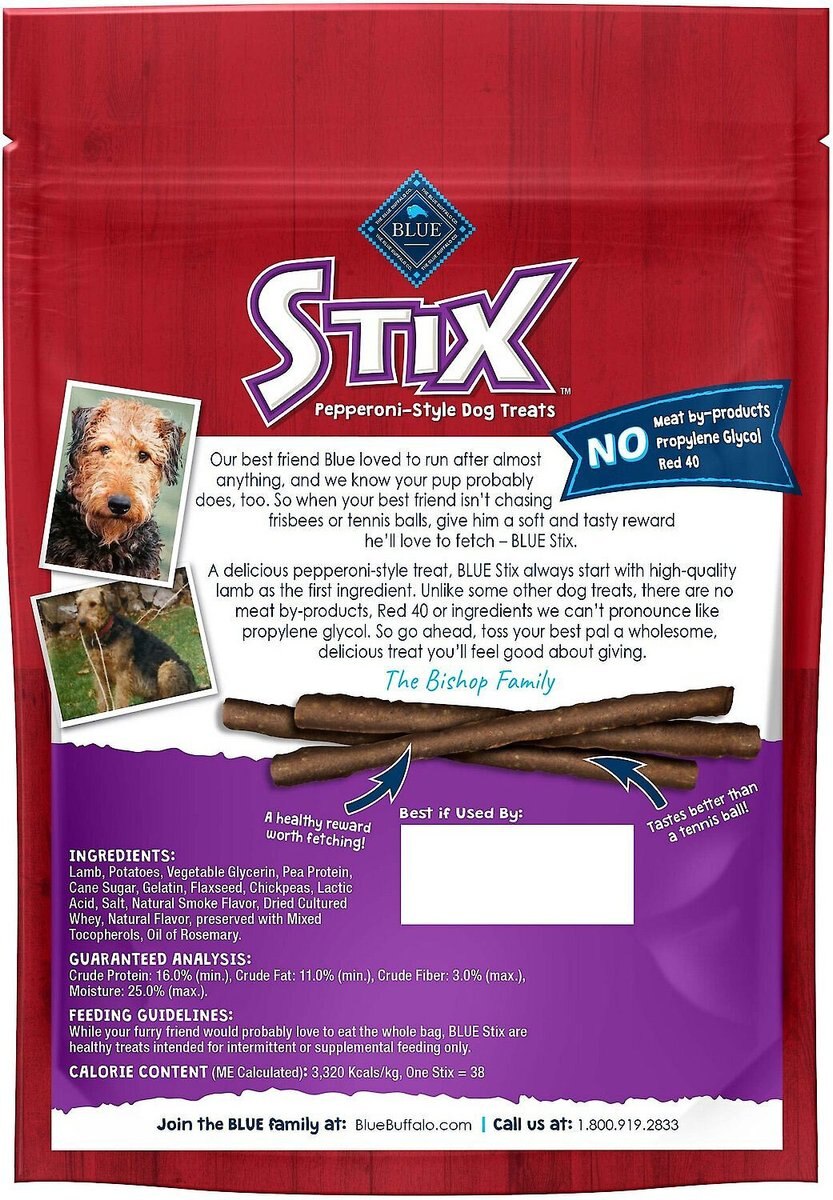 BLUE BUFFALO Blue Stix Lamb Recipe PepperoniStyle Dog Treats, 5oz bag