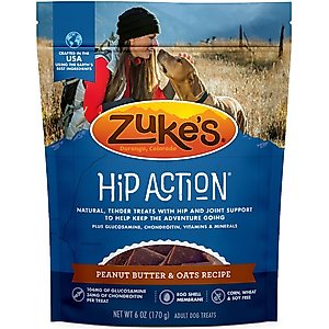 Zuke's Hip & Joint Peanut Butter & Oats Recipe Dog Treats, 6-oz bag, bundle of 2