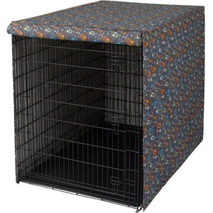 PET DREAMS Double Door Dog Crate Cover Denim Blue Medium Chewy