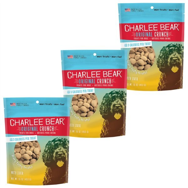 CHARLEE BEAR Liver Flavor Dog Treats, 16oz bag, bundle of 3