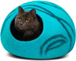 Meowfia Premium Felt Cat Cave Bed, Large, Aquamarine