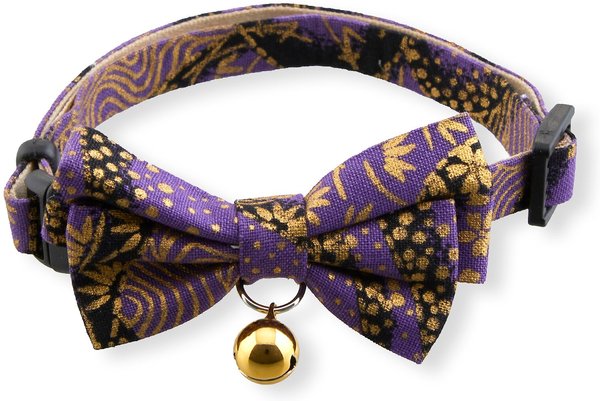 Necoichi Gilded Gold Bow Tie Breakaway Cat Collar, Purple slide 1 of 9