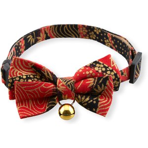 Necoichi Gilded Gold Bow Tie Breakaway Cat Collar, Red