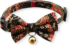 Necoichi Gilded Gold Bow Tie Breakaway Cat Collar, Black