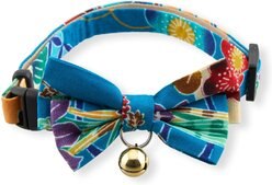 Necoichi Yukata Bow Tie Breakaway Cat Collar, Blue