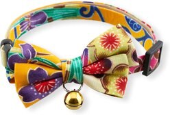 Necoichi Yukata Bow Tie Breakaway Cat Collar, Yellow