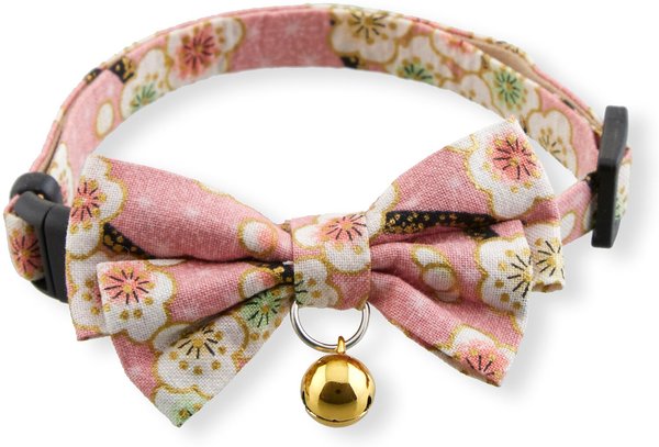 Necoichi Hanami Bow Tie Breakaway Cat Collar, Pastel Pink slide 1 of 9