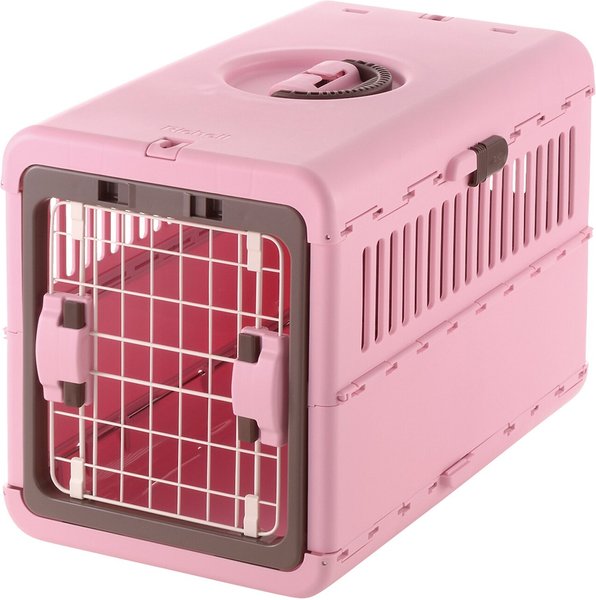 Richell Foldable Dog & Cat Carrier, Soft Pink & Brown, Small slide 1 of 6