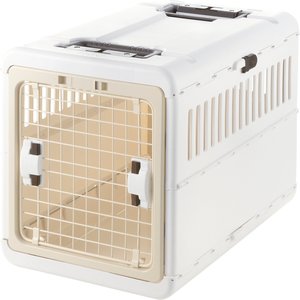 Richell Foldable Dog & Cat Carrier, White & Beige, Medium