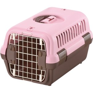 Richell Traveler Dog & Cat Carrier, Soft Pink & Brown, Small