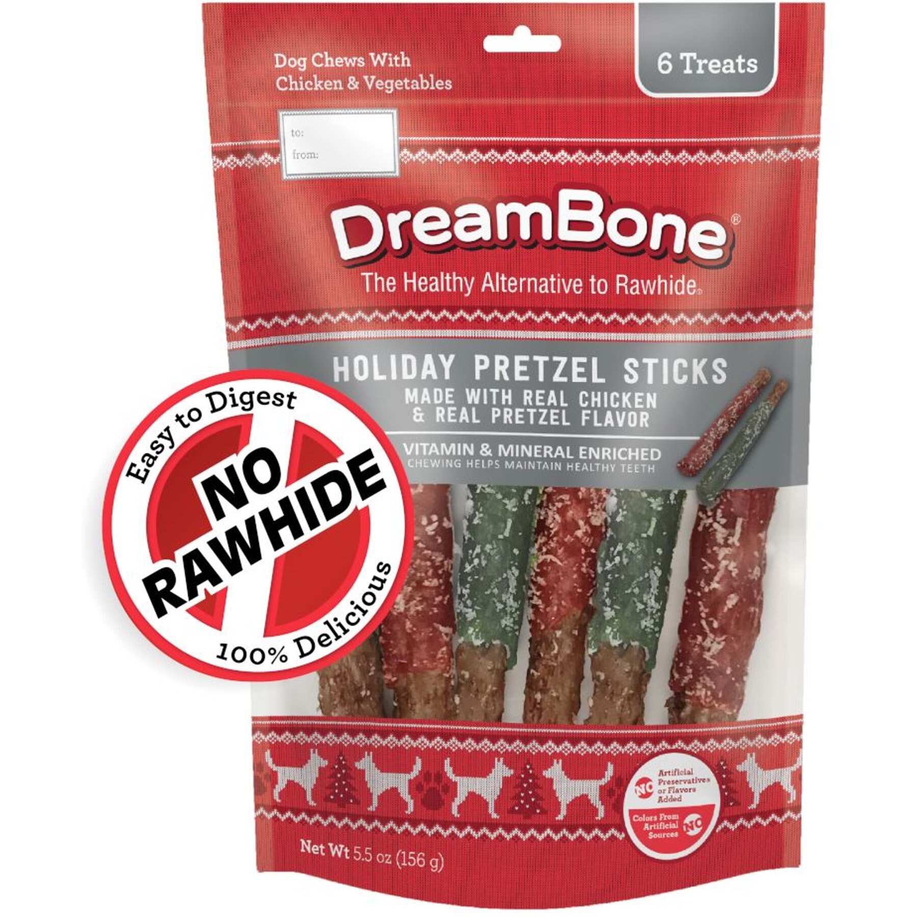 DreamBone Holiday Canes Dog Treats, 6 count