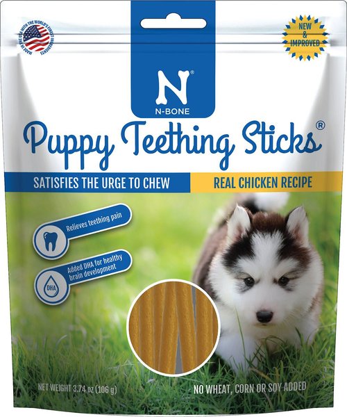 N-Bone Puppy Teething Sticks Chicken Flavor Dog Treats, 3.74-oz bag, bundle of 2 slide 1 of 5
