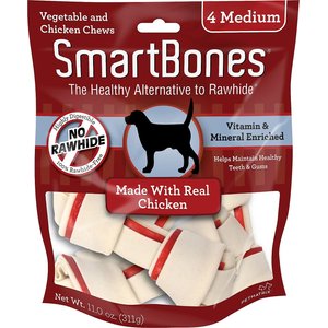 SmartBones Medium Chicken Chew Bones Dog Treats, 4 count, bundle of 2